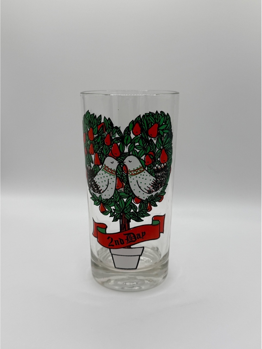 Vintage 12 Days of Christmas 2 Turtle Doves Drinking Glass Tumbler